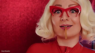 ASMR mukbang latex eating video - Arya Grander in braces